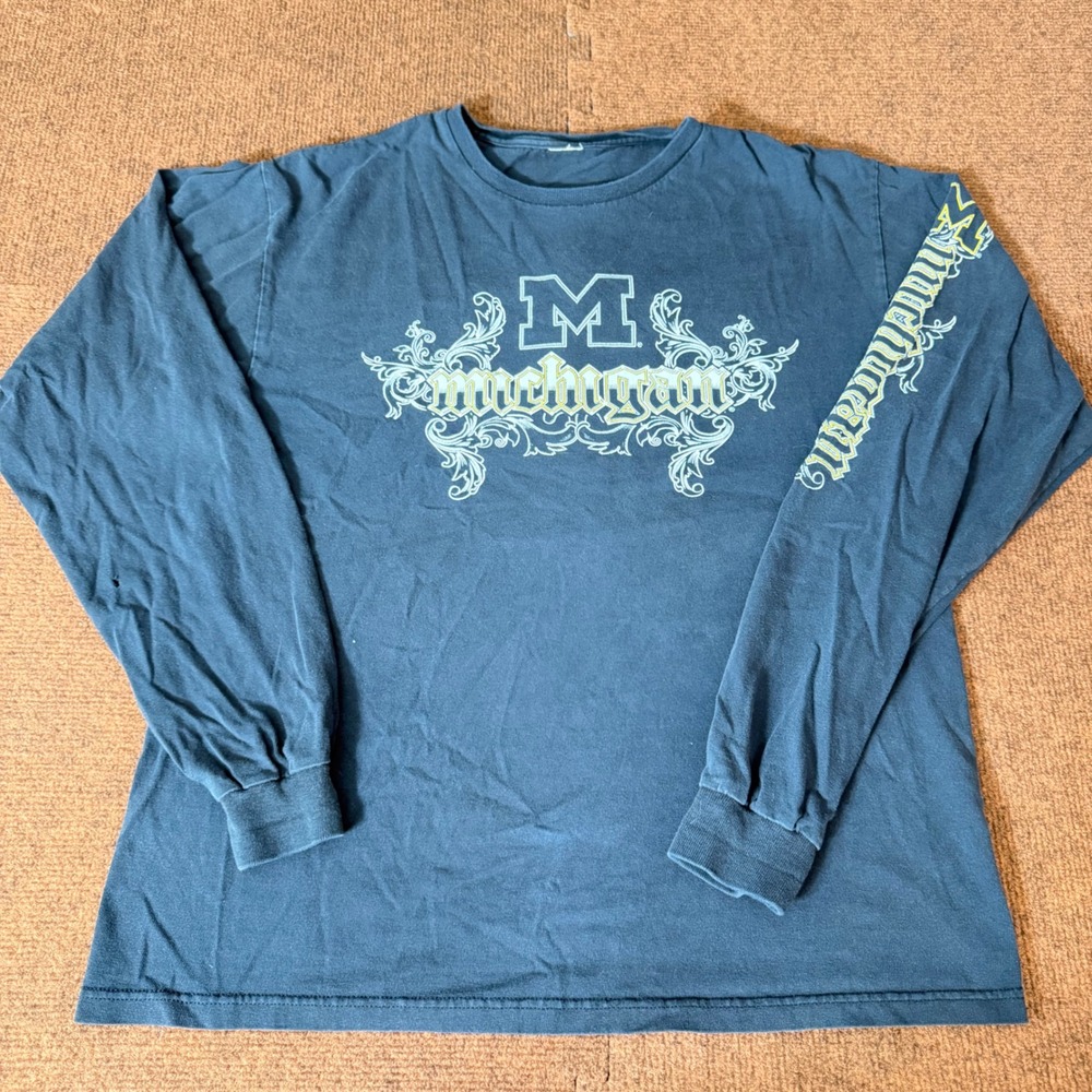 Michigan Wolverines Long Sleeve T-Shirt vintage y2K shirt gym Fan Apparel Mens s